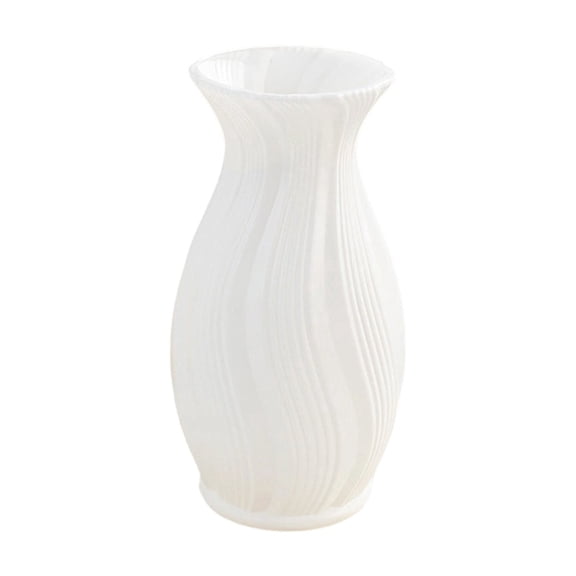 Plastic Decorative Vase Shatterproof Marble Texture Design for Living Room Home Flower Arrangement 7 Inch