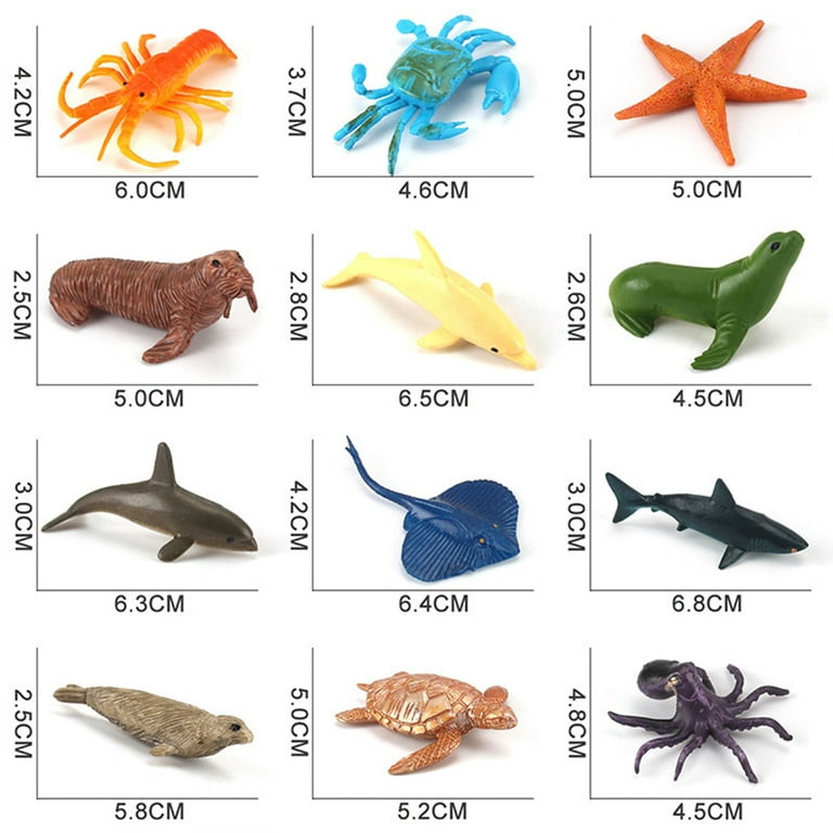 12 Pcs Mini Ocean Animal Plush Toys Sea Creatures