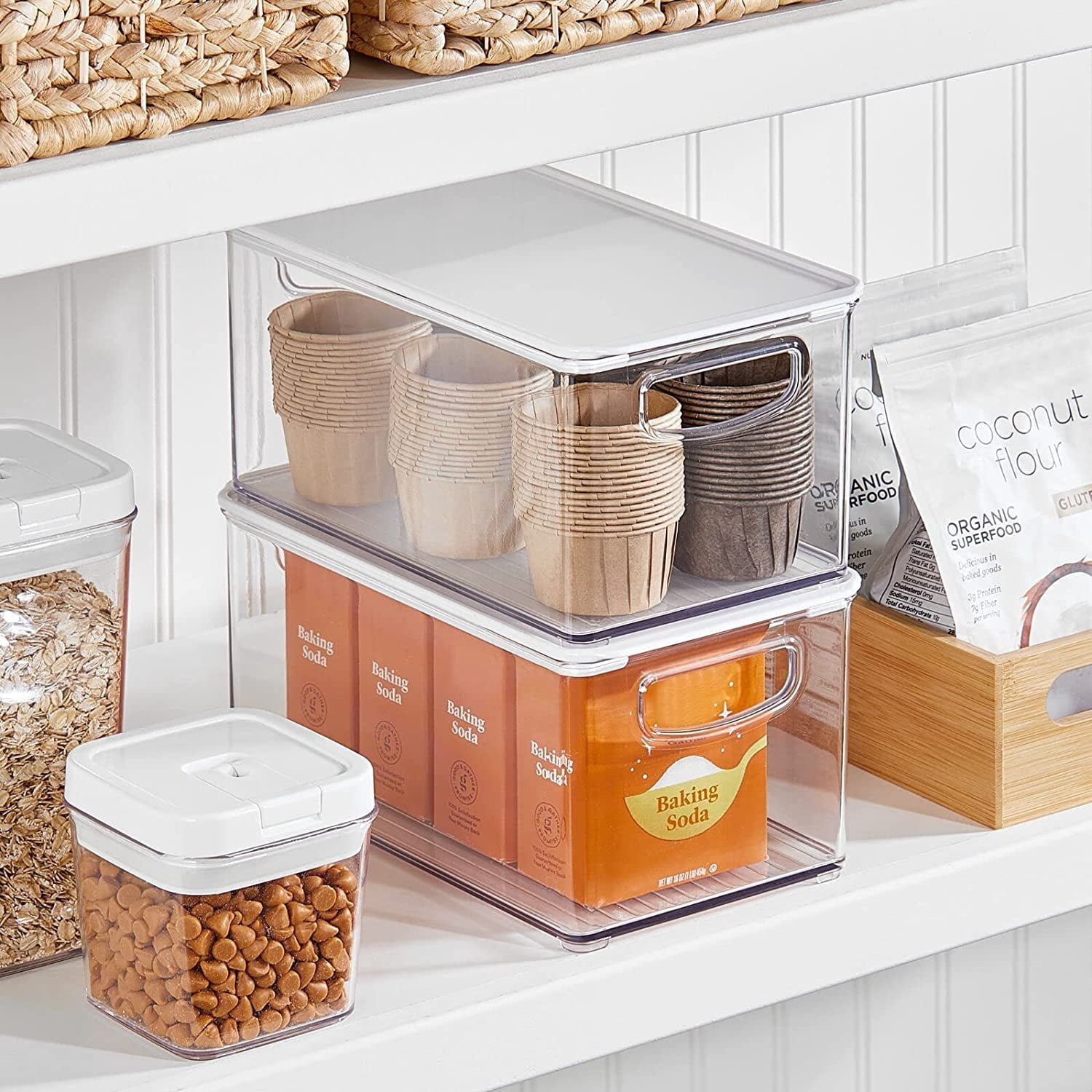 Plastic Deep Storage Bin Box Container with Lid and Built-In Handles ...
