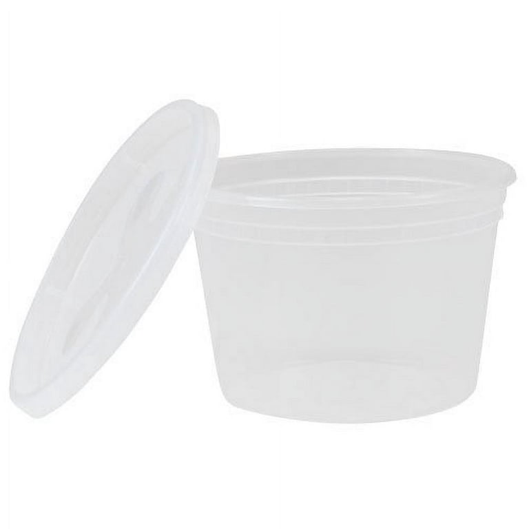 Deli Container 16oz Plastic Storage Cups with Lid – 24 count