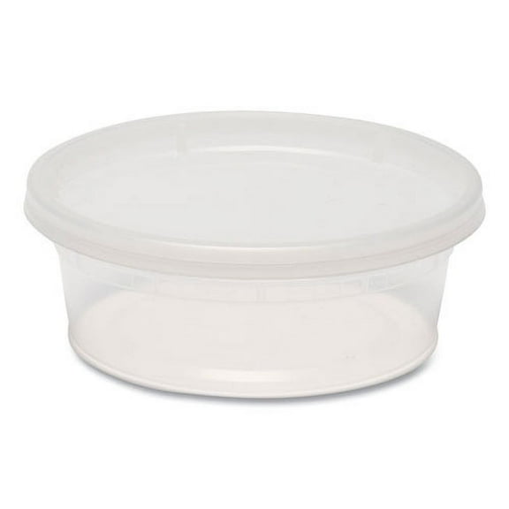 Plastic Deli Container with Lid, 8 oz, Clear, Plastic, 240/Carton | Bundle of 2 Cartons
