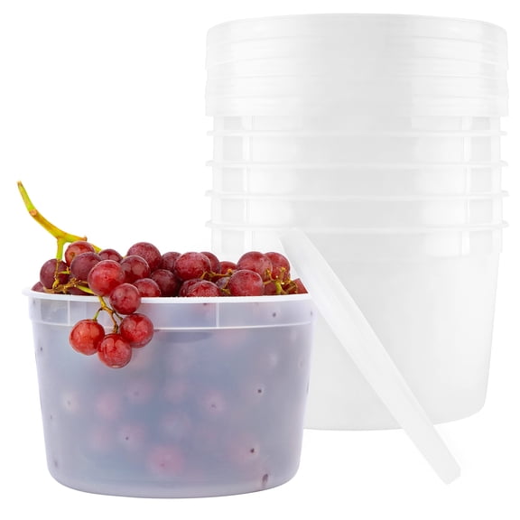 Plastic Deli Food Storage Containers 64 oz. - 12 Sets