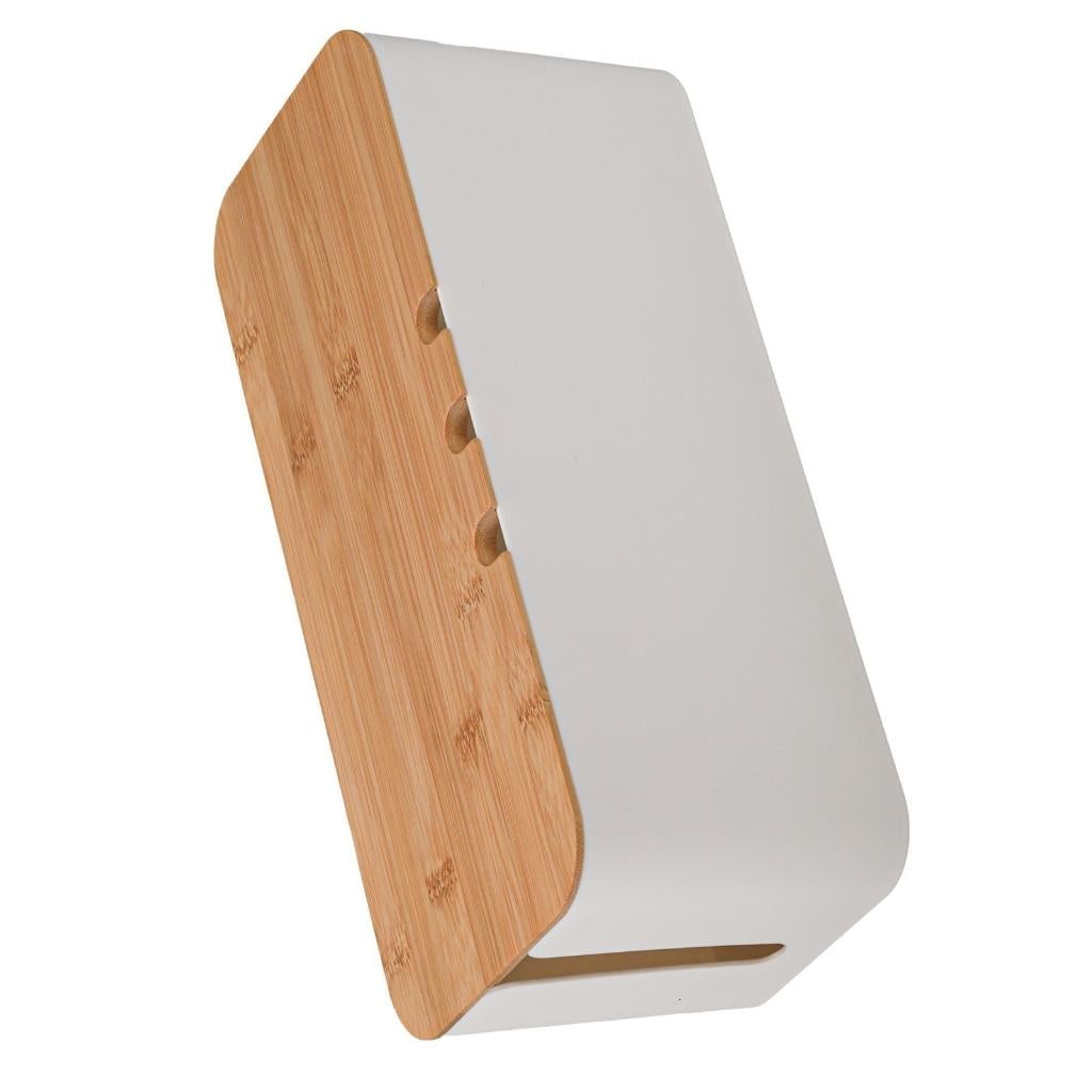 Plastic Desk Cable Management Box Dustproof Cord Organizers Cable Storage Box Wood and Plastic Texture for Home Office