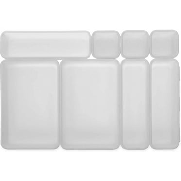 Plastic Desk Drawer Organizer and Storage,8 Pcs 3-Size Desk Drawer Organiser Tidy Dividers, Stackable Desk Drawer Organizers Bins Trays Set Drawer Dividers for Makeup Office Bathroom Dresser Kitchen