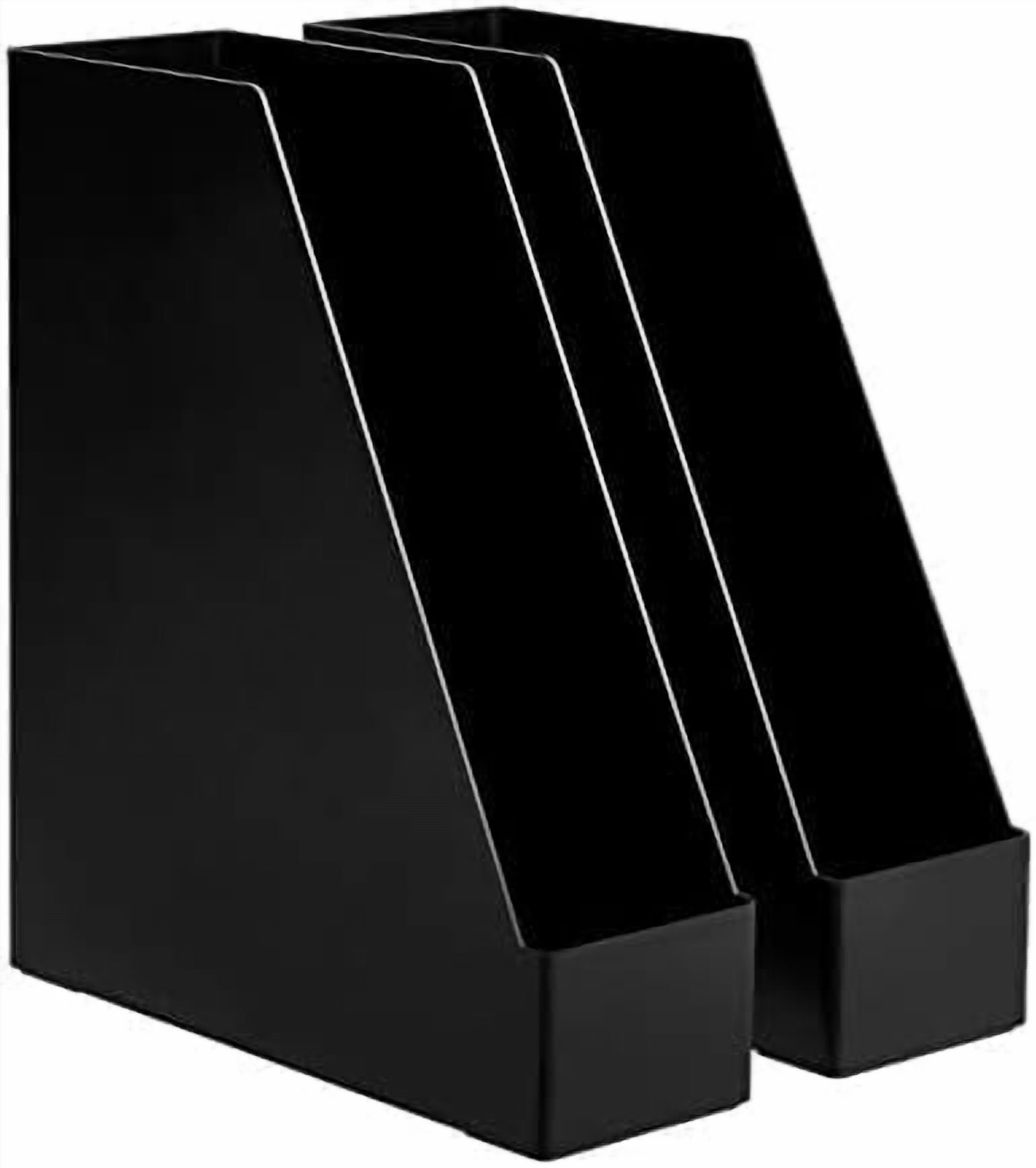 Plastic Desk Organizer - Vertical Magazine and File Holder, Black, 12-Pack