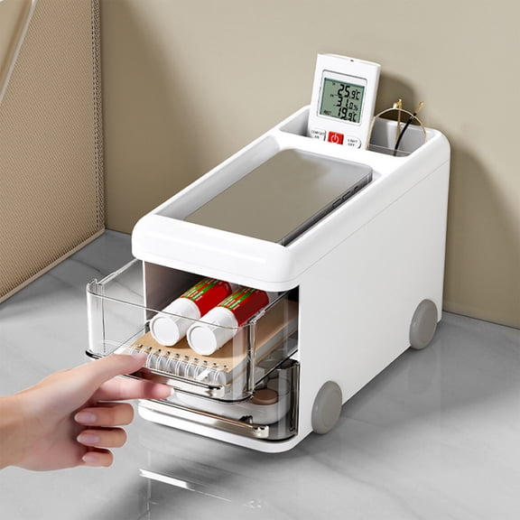 Plastic Desk Storage Box with Drawer for Office Bathroom Vanity Organization