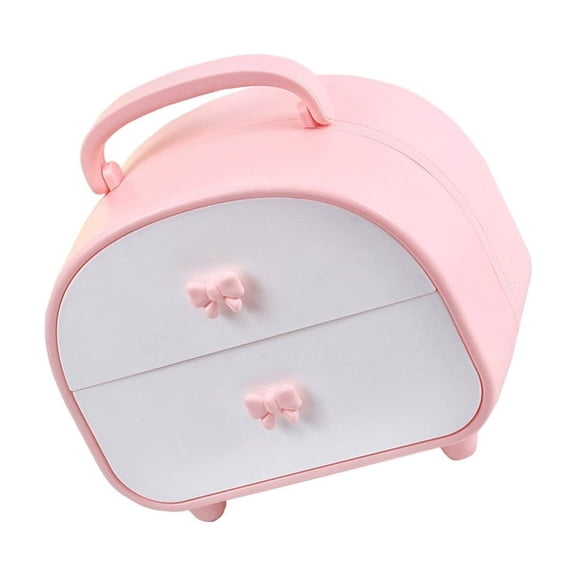 Plastic Desk Storage Drawers with Compartments Suitcase Shaped Makeup Holder Desktop Table Cosmetics Organization Box