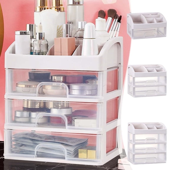Plastic Desktop Drawer Storage Organizer Box for Makeup, Office Supplies and Small Items