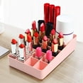 thumbnail image 1 of Plastic Desktop Lipstick Organizer, Cosmetics Storage Container, Rack Reusable 15 Compartments for Home Office Tabletop Portable Holder, Pink, 1 of 8