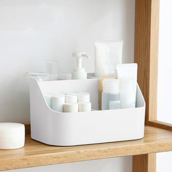 Plastic Desktop Storage Box with Removable Dividers Multifunctional Organizer for Cosmetics Office Supplies Desk Accessories and Home Essentials