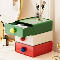 Plastic Desktop Storage Drawer Box | Stackable Office Organizer | Stationery Cosmetic Sorter | Durable Thick Material | Clear Design | 20x20x7.5cm | Single Piece