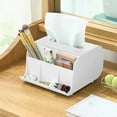thumbnail image 1 of Plastic Desktop Tissue Box Holder Multifunctional Storage Organizer for Workspace Living Room Small Items with Multiple Color Options, UKHBMC | White, 1 of 8