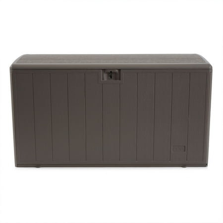 Plastic Development Group 105 Gal Outdoor Patio Storage Deck Box, Driftwood