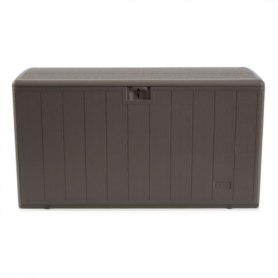 Plastic Development Group 105 Gal Outdoor Patio Storage Deck Box, Driftwood