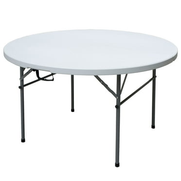 Open Box Plastic Development Group 4 Ft Round Fold In Half Banquet Table, White
