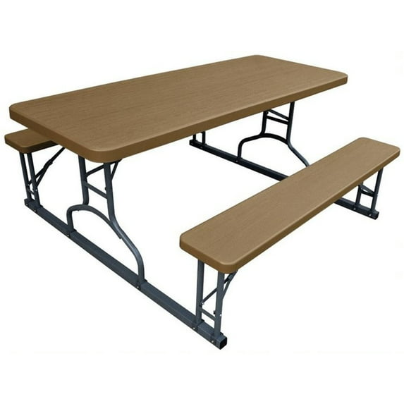 Plastic Development Group 6 Ft Picnic Table for Indoor & Outdoor Use, Brown