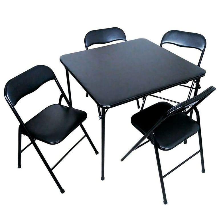 Plastic Development Group Black 5-Piece Table & Chair Set, Vinyl