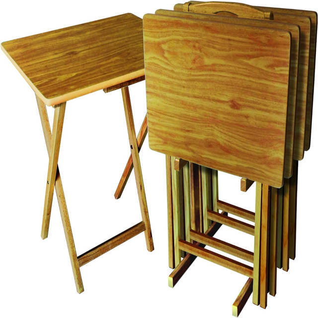 Plastic Development Group Heavy Duty Versatile Compact Folding Portable Table 5 Piece Wood