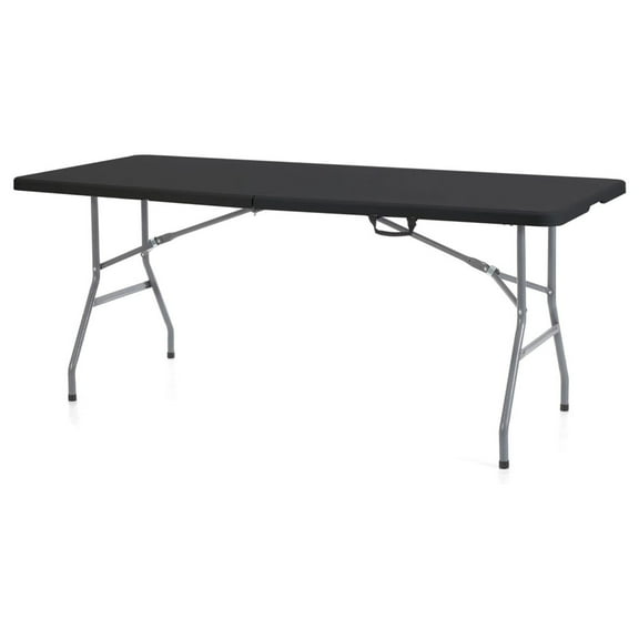Plastic Development Group Plastic Banquet 6 Ft Indoor Outdoor Folding Table, Black