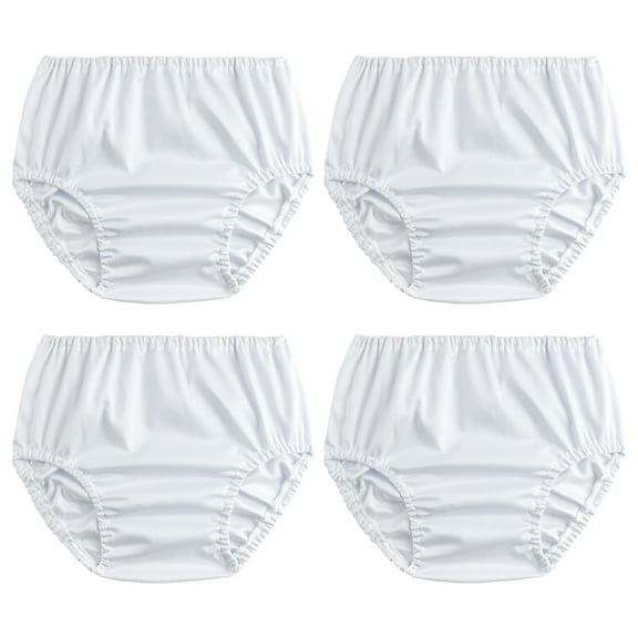 Plastic Diaper Covers Toddler Swim Diaper Covers for Toddlers Plastic Underwear for Toddlers Premium Plastic Underwear Cover Rubber Pants for Toddlers 4 Packs White 4T