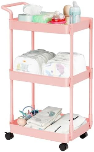 Plastic Diaper Organizer for Nursery Essentials, Baby Organizers and Storage, Pink