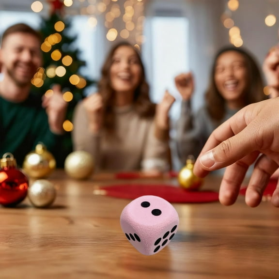 Plastic Dice Santa Swap Gift Exchange Dice Set 6 Sided Colorful Plastic Christmas Party Game for Family Fun,6x6x6cm,Pink 1Pcs JASKFLY