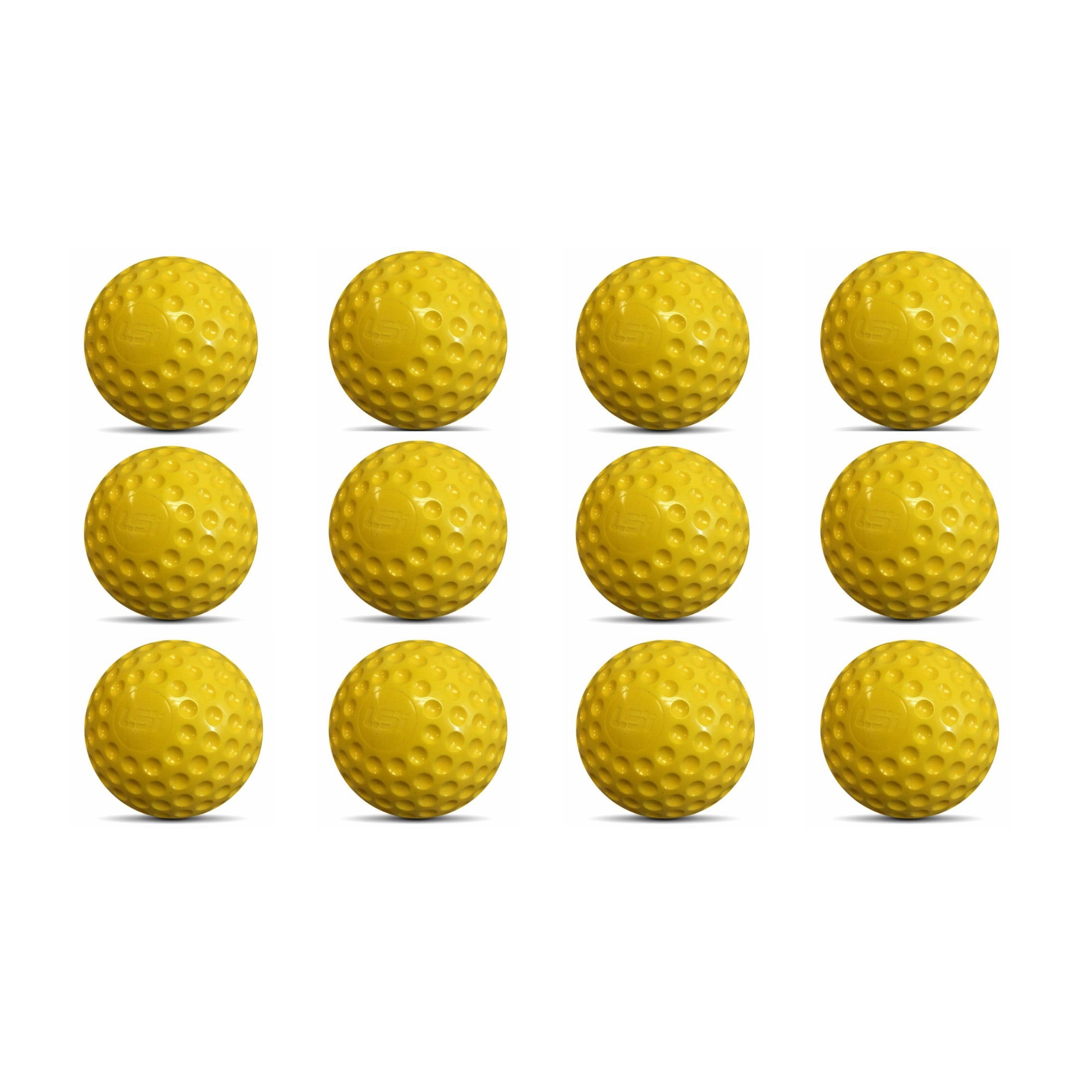 Durable 4Inch Yellow Plastic Dimple Baseballs (12 Pack), Perfect for