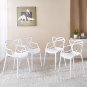 Plastic Dining Chairs 4PCS, Modern Stackable Seats with Metal Legs, Easy Clean