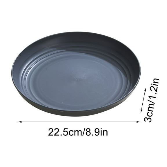 Plastic Dinner Plates, Microwave Safe Wheat Straw Plates, Unbreakable Reusable Plates for Kitchen & Restaurants, Non-Toxic Dishwasher Safe Tableware, Dark Grey