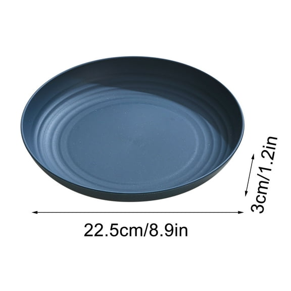 Plastic Dinner Plates, Microwave Safe Wheat Straw Plates, Unbreakable Reusable Plates for Kitchen & Restaurants, Non-Toxic Dishwasher Safe Tableware, Navy Blue
