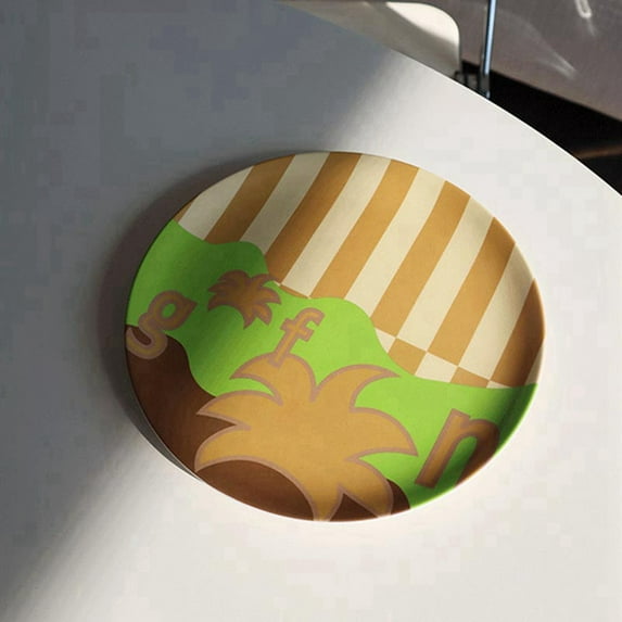 Plastic Dinner Plates Reusable Bamboo Bowl Bamboo Dinnerware Sets Reusable For Home Outdoor Cute Plates And Bowls Sets Kids Dinnerware Set Food-Grade Desert Greenery 20cm 1PCS
