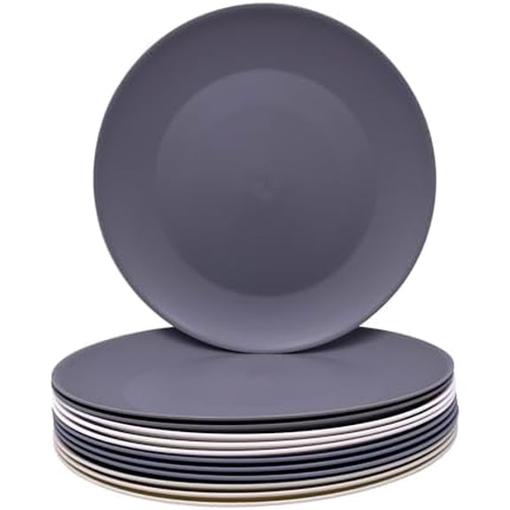 Plastic Dinner Plates Reusable, Unbreakable Salad Plates set of 12, BPA Free Microwave & Dishwasher Safe Party Plate for Any Occasion, BBQ, Travel, Events