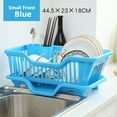 thumbnail image 1 of Plastic Dish Drying Rack Dish Draining Rack with Drainboard Kitchen Tableware Drying Basket with Cutlery Holder for Kitchen Counter, Sky Blue, 1 of 5