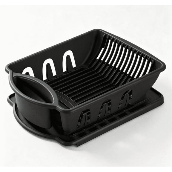 Plastic Dish Drying Rack, Heavy Duty Kitchen Dish Drainer with Drainboard for Countertop & Sink