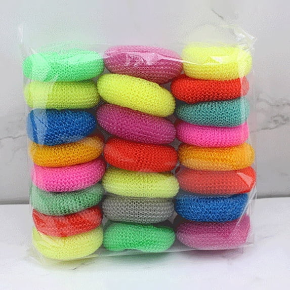 Plastic Dish Scrubbers for Dishes Plastic Pot Round Scrubber Scouring Pad Nylon Dish Scrubber, Mesh Scouring Dish Pads Non Scratch Scrubbers (Rainbow Colors, 24 Pieces)