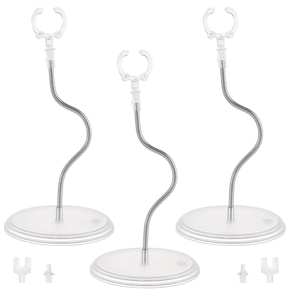 Plastic Display Stands Sets with Iron Findings for Model Flat Round Clear 11.5x10.5x21.5cm DIY