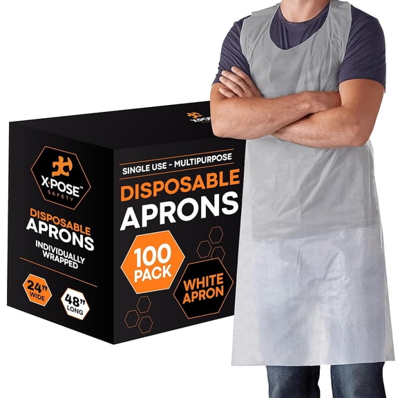 Plastic Disposable Aprons for Cooking Individually Packaged Durable 1 Mil Waterproof Polyethylene 24" x 48"