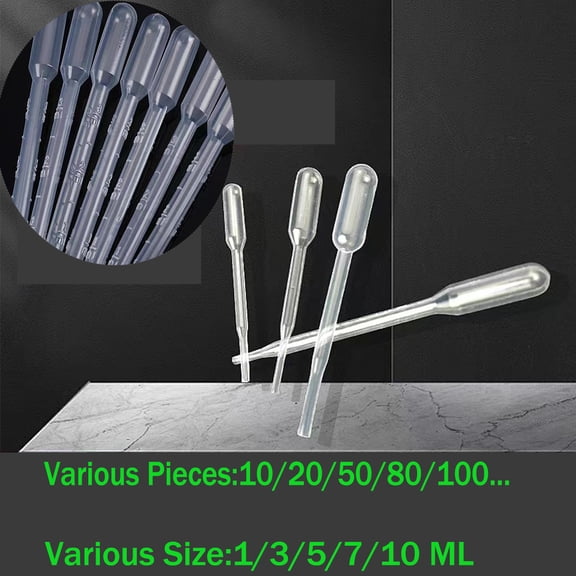 Plastic Disposable Transfer Pipettes - 1/3/5/7/10ml Plastic Calibrated Graduated Eye Dropper Suitable for Lip Gloss Transfer Essential Oils Science Laboratory Experiment