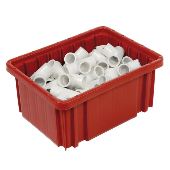 Plastic Dividable Grid Container, 10-7/8"L x 8-1/4"W x 5"H, Red, Lot of 20