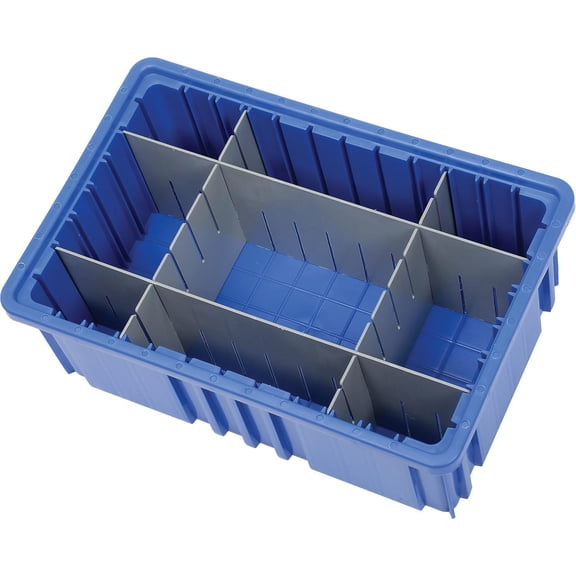 Global Industrial 334103BL Plastic Dividable Grid Container - 16.5 x 10.875 x 6 in. - Blue