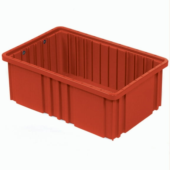 Plastic Dividable Grid Container, 22-1/2"L x 17-1/2"W x 8"H, Red, Lot of 3