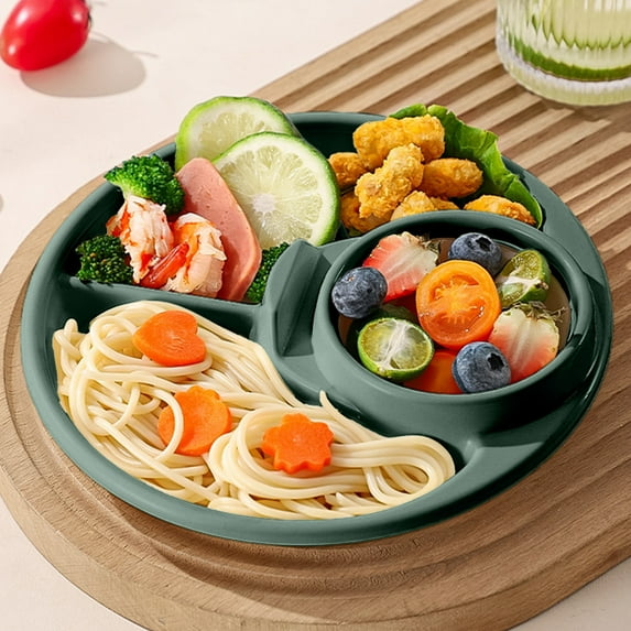 Plastic Divided Plates 5-Compartment | Portion Control Dinner Plate Set | Recyclable Wheat Straw Fiber | Microwave & Dishwasher | 4 Colors, 7.7in | Durable, Easy Clean, Home Meals