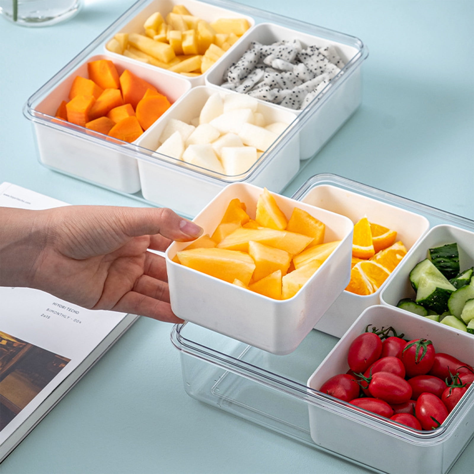 Plastic Snack Serving Tray With Lid And Removable Dividers Portable Party  Food Container Appetizer Fruit Candy