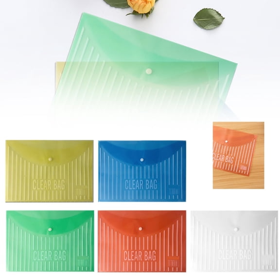 Plastic Document Envelope File Folder With Button Closure, Waterproof Letter Size File Sleeve For Office Organization, 14C Thickened