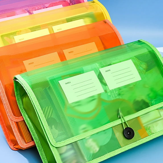 Plastic Document File Folder A4 Size Expandable Poly Envelopes Waterproof Transparent File Pouch with Snap Closure & Label Pocket Assorted Colors for School Office or ganization — LAILLSH 2026 New