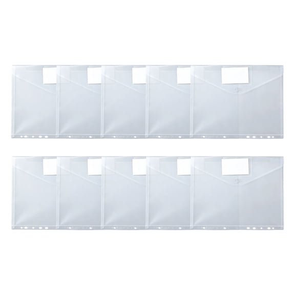 Plastic Document Folder with Button Closure, 11 Hole Transparent File Organizer Pocket with Label Slot, Envelope Folder for Papers Receipts Homework, Clear See-Through Design