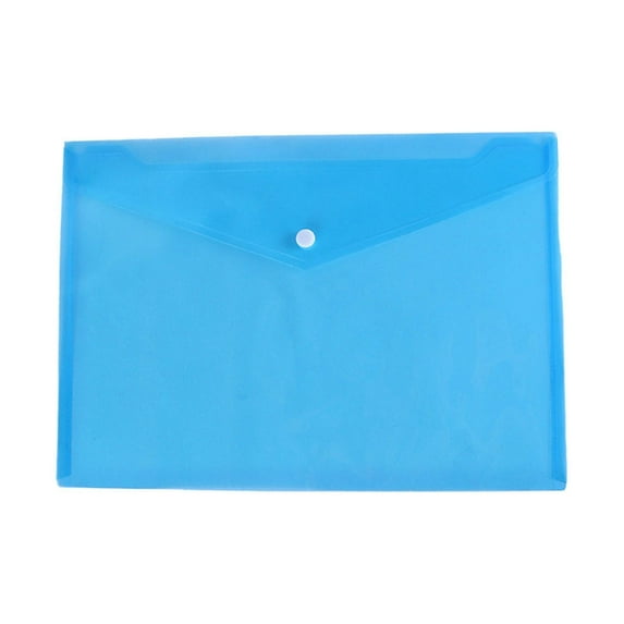 Plastic Document Folders A4 Transparent File Wallets with Snap Button Closure Reusable Envelope Pockets for Home School Travel Blue