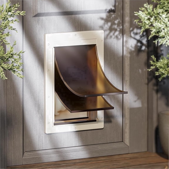 Dog Door for Door Never Rust Doggie Door Plastic Doggy Door Pet Doors for Dogs up to 45lb, with 2 Magnetic Flaps and Closing Panel, for Interior & Exterior Doors, Frame Size 17.9" x 11.4" (Medium)