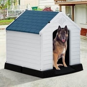 Plastic Dog House 32 inch Dog Houses for Small &Medium Dogs, All Weather Indoor Outdoor Doghouse with Base Support for Winter Tough Durable House