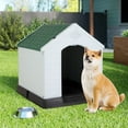 thumbnail image 1 of Plastic Dog House 32 inch Large Dog Houses for Small to Large Dogs, All Weather Indoor Outdoor Doghouse with Base Support for Winter Tough Durable House,Green, 1 of 8